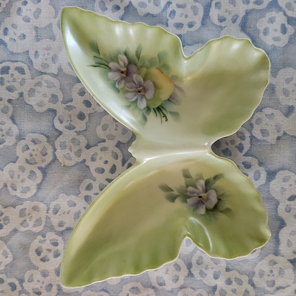Vintage Butterfly Trinket Dish Floral Butterfly Flowers Floral Dish - Picture 2 of 11